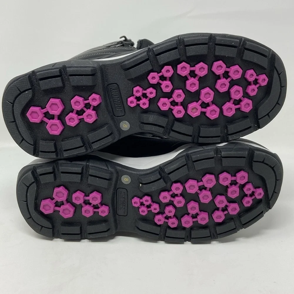 NWOT KHOMBU Hybrid Black & Pink Winter Boots Size 8